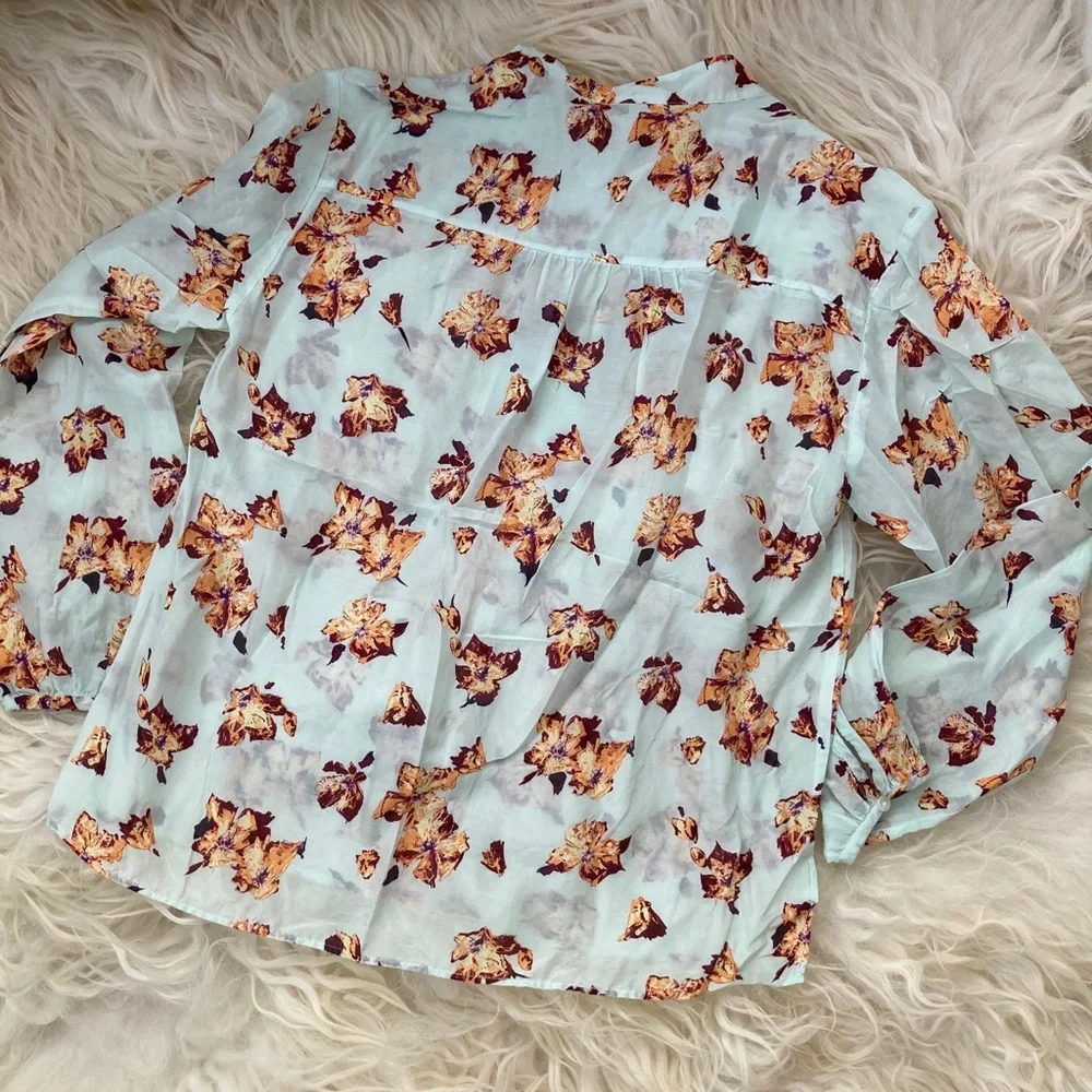 A.L.C. Shira Floral Print Mock Neck Blouse 1380 - Picture 12 of 13